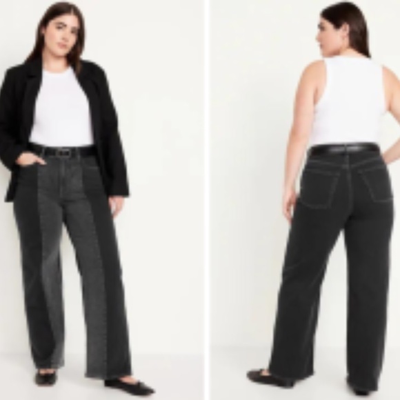 Old Navy Extra High-Waisted Sky-Hi Wide-Leg Jeans | size 2 Reg | Washed Black - Picture 6 of 6